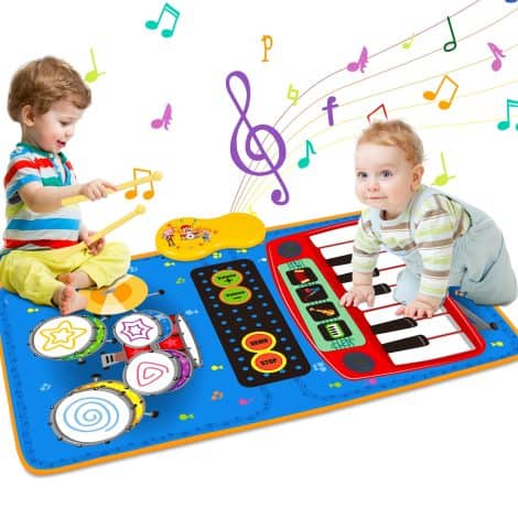 Musical Play Mat for Babies-Toddler Piano & Drum Combo-Learn and play with this portable educational toy.