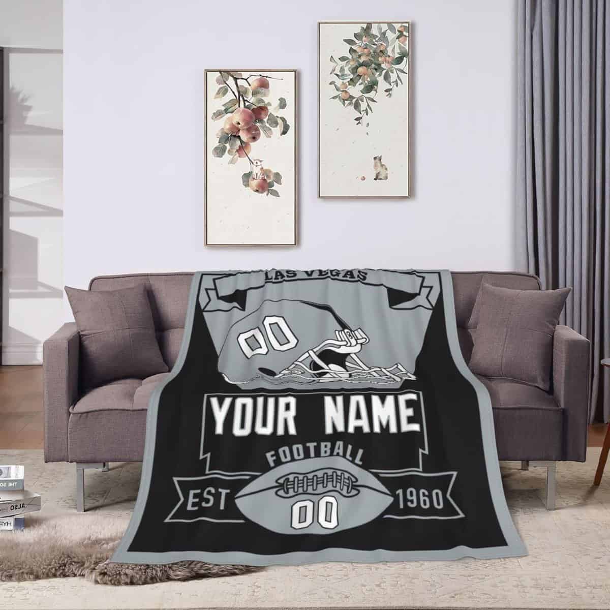 SEAGGS Custom Football Blanket for Men Personalized Fans Gifts Add Name and Number, 40" x 50", 50" x 60", 80" x 60"