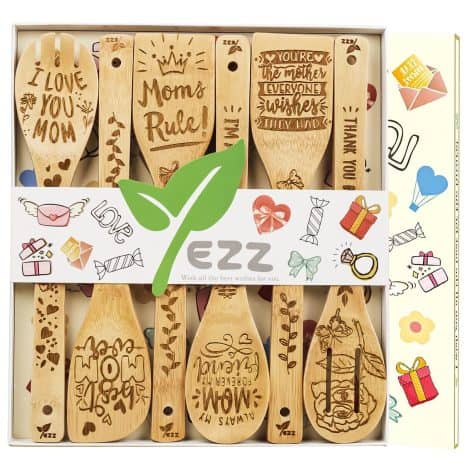 MOM Gift-6Piece: Celebrate Joyous Kitchen Moments with this 6 Piece Wooden Spoon Set – A Thoughtful Tribute from Daughter.