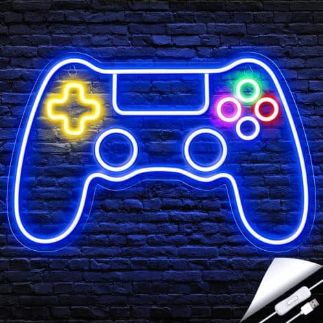 Neon signs for gamers: “Gamer Neon Sign” and “Game Controller Neon Sign” – perfect for cool room decor!