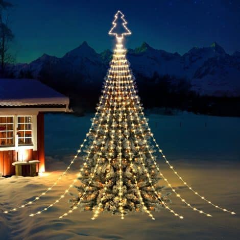 Christmas Decor Tree Lights – 354 LED 11.8ft 9 Strand Cascading Lights, 8 Modes Indoor/Outdoor Wedding Party Decor.