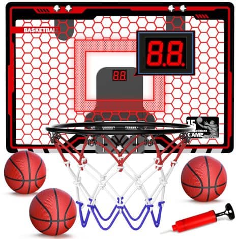 “Light-up Score Hoop: A fun Christmas gift for boys 5-12+, featuring mini basketball play indoors.”