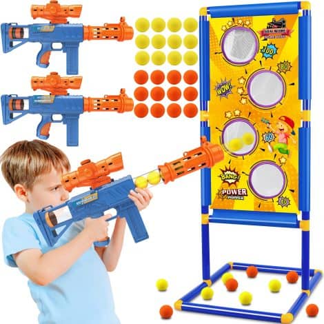 Foam Blaster Air Guns with Shooting Target – Exciting 2-player Shooting Game for Kids’ Birthdays.