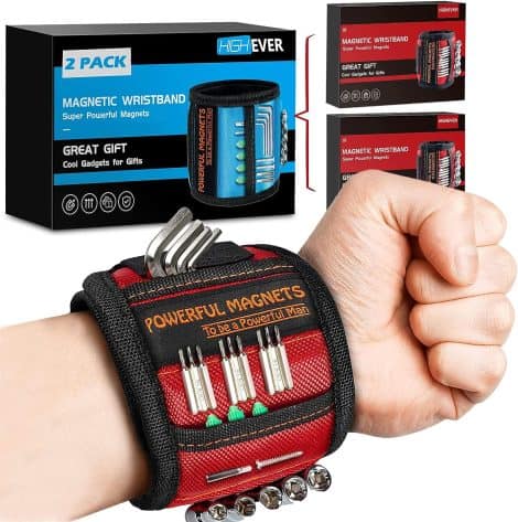 Magnetic wristbands, perfect stocking stuffers for men, hold screws, nails, and drill bits, great for Christmas or birthdays.