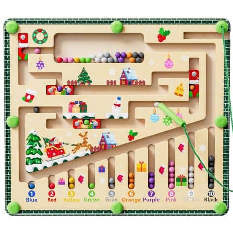 Wooden magnetic maze toy for 3+ year olds, encourages learning and creativity, perfect for Christmas gifts.