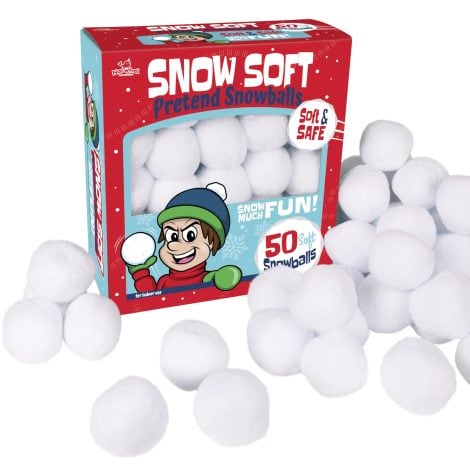 Package of 50 artificial snowballs for kids to have an indoor snowy battle or realistic snow decorations.