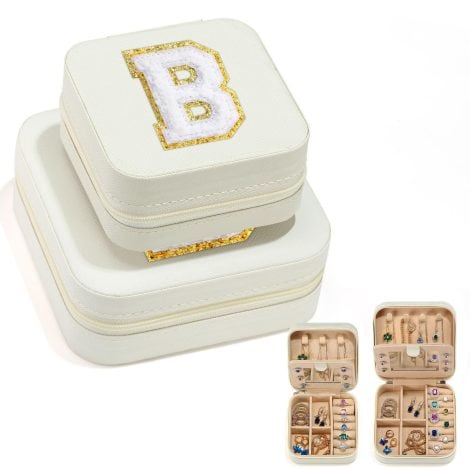 B-B Monogrammed Gifts Jewelry Box: A perfect, personalized white jewelry box gift set for teenage girls and friends.