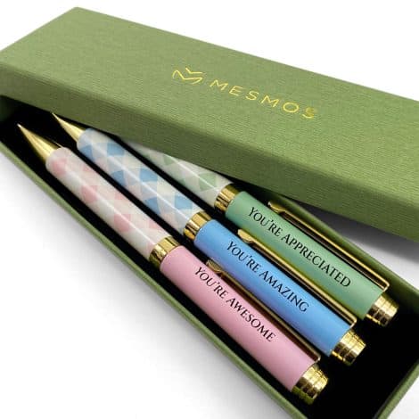 3-pack of elegant ballpoint pens in soft colors, ideal as thank you gifts for women or coworkers.