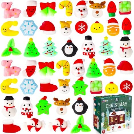 48 Christmas Squishies, Fun Mochi Toys for Kids! Perfect Stocking Stuffers, Party Favors, or Goodie Bag Fillers!