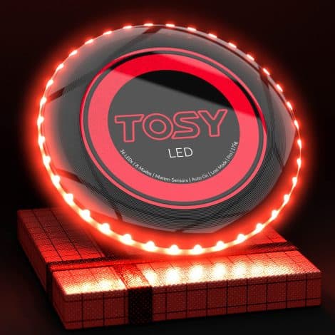 The TOSY Flying Disc is a rechargeable frisbee with bright LEDs, perfect for fun outdoor activities. Great gift for all ages!