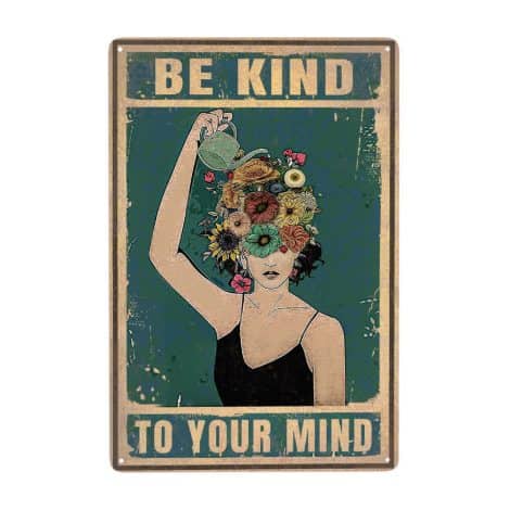 Vintage Garden Sign Be Kind Metal Poster – Decorate your space with this retro floral tin sign. Perfect for plant lovers.