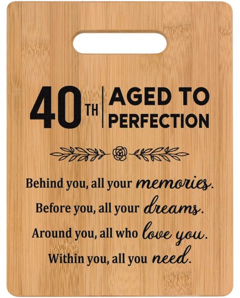 Panda’s 40th Birthday Gifts: Customized Bamboo Cutting Board with Heartwarming Message for Best Friend, Sister, Mom, or Aunt. Perfect 40th Birthday Gift for Women, 2023 Edition.