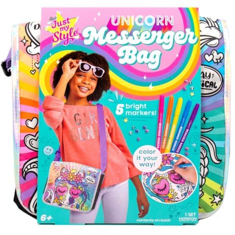 Customize Your Own Unicorn Messenger Bag, Perfect for School & On-the-go, Ideal Gift for Girls, Craft Fun for Ages 6-9.