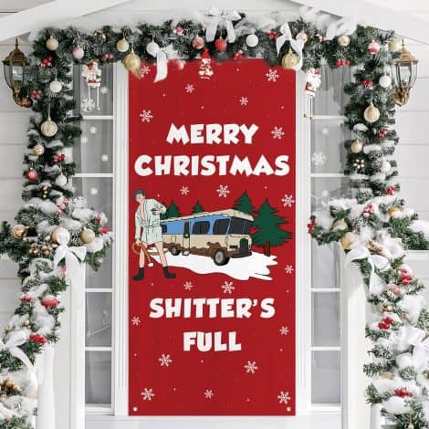 Humorous Christmas Door Cover featuring Cousin Eddie from National Lampoon’s Christmas Vacation – Unique Festive Décor.