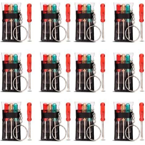 ArtCreativity Compact Screwdriver Set on Keychain – 12 Sets, 3 Drivers Each, Portable Pouch – Fun Party Favor or Gift Bag Addition.