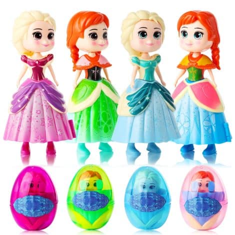 4 Jumbo Princess Deformation Eggs for Christmas stockings: Toys and surprises for boys and girls. Perfect for parties.