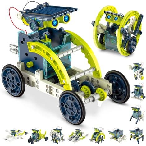 Solar-powered Hot Bee robot kit with 12 functions, ideal for interactive learning and creativity for ages 8-13.