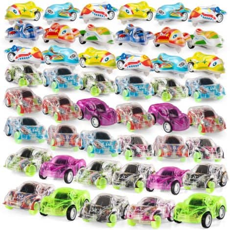 48-Pack of Mini Cars and planes – Fun party favors, pinata stuffers, or classroom prizes for boys and girls.