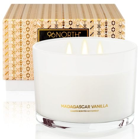 High-end vanilla soy candles with 3 wicks for up to 50 hours of burning time. Made with all-natural soy wax. Aesthetic relaxation candle, ideal for housewarming gift.