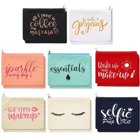 Colorful and inspiring 16-pack Weewooday Makeup Bags made of durable canvas for stylish and convenient travel.