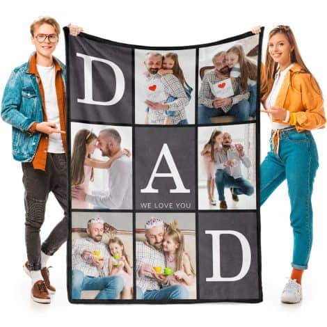 inkArts Personalized Father’s Day Blanket – Capture cherished memories with this custom photo blanket for Best Dad Ever!