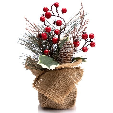 Mini LOHASBEE Christmas Tree with Red Berries – Perfect decoration for kids, office, or party celebrations.