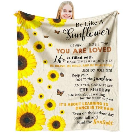 AIYUBOFUN Sunflower Throw Blanket – Perfect Christmas or birthday gift for trendy teenage girls, 60×50 inches.