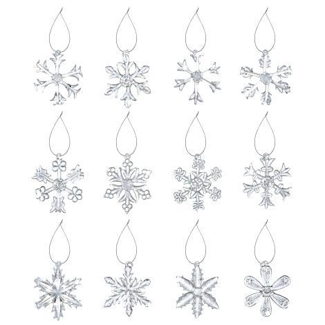 Clear Glass Snowflakes Ornaments – 12 Pieces of 2.5″ Hanging Snowflake Decorations to adorn your Christmas tree.