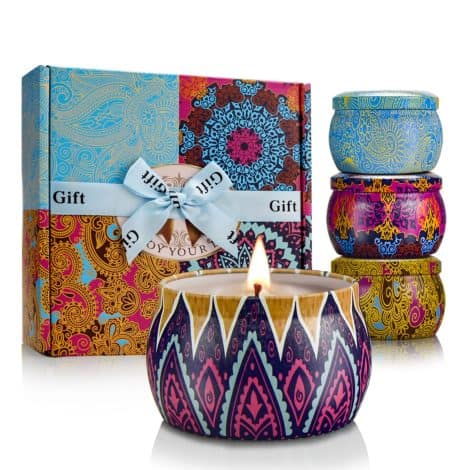 Boho Scented Soy Candle Gift Set, perfect for women’s birthdays or as gratitude gifts during the holidays.