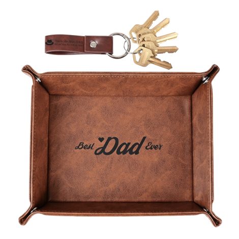 aetrio Perfect Gifts for Dad: Unique Birthday Present for Stepdads, Husband, or any special Men. PU Leather Organizer Tray.