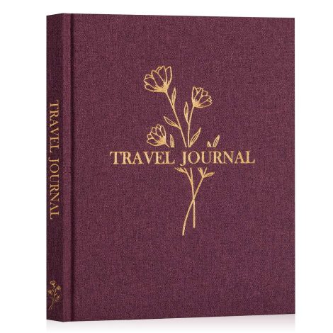 “Burgundy Linen Travel Journal, Perfect Gift for Men and Women, with Prompts, for Capturing Your Adventures!”