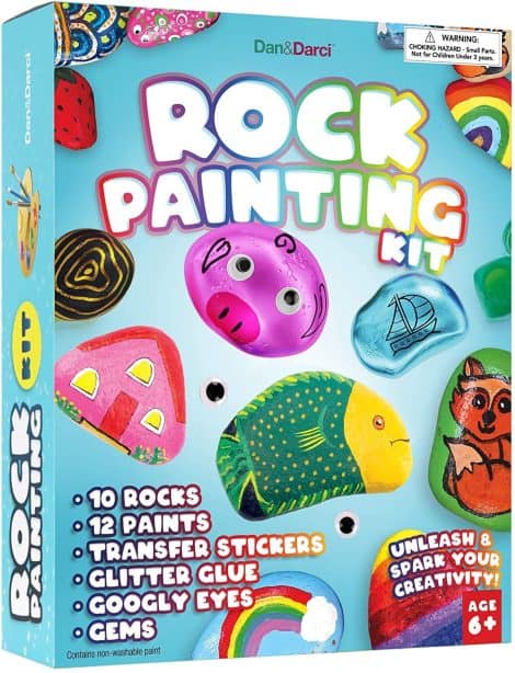 Children’s Rock Painting Set – Craft Kits for Boys and Girls, Ages 6-12 – Perfect Gift for Creative Kids.