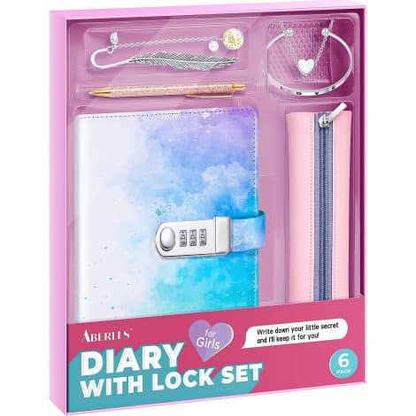 ABERLLS Girls’ Secret Pink Diary Set: Perfect DIY Gift for Ages 8-12! Encourage creativity and privacy.