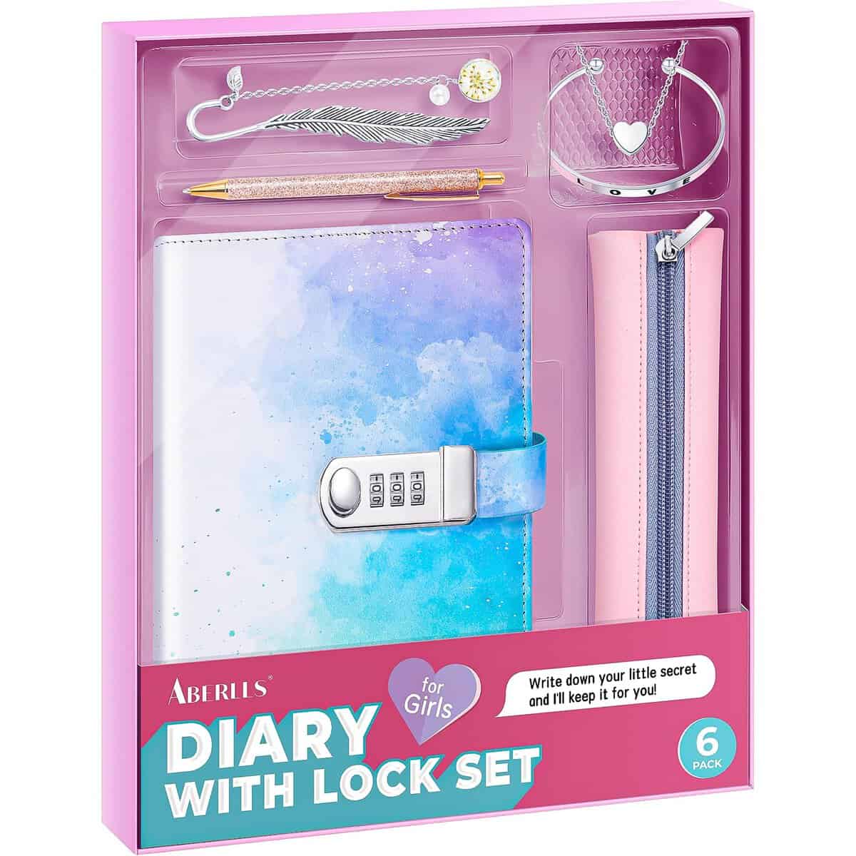 ABERLLS Girls Diary with Lock Kit, Gifts for Girls Age of 8 9 10 11 12 Year Old, DIY Kids Journals Set for Ages 8-12, Cool Birthday Gifts Toys for Teenage, Locking Secret Diary Stuff for Tweens Teens (Pink)