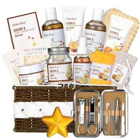 Luxuriate in the Saint Roy Coconut & Honey Almond Spa Gift Set—Perfect Attentive Mother’s Day Present.