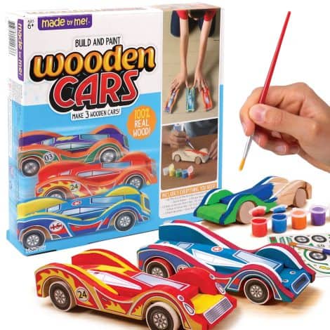 Create and Decorate Your Own Wooden Cars – Fun and Simple DIY Craft Kit for Kids, Multicolor