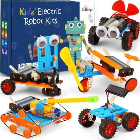 STEM kits and crafts for building cars and robots, perfect for boys aged 6 to 12.