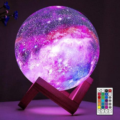 Gift the BRIGHTWORLD Galaxy Lamp, a 5.9 inch Moon Light with 16 colors, remote & touch control. Perfect for all!