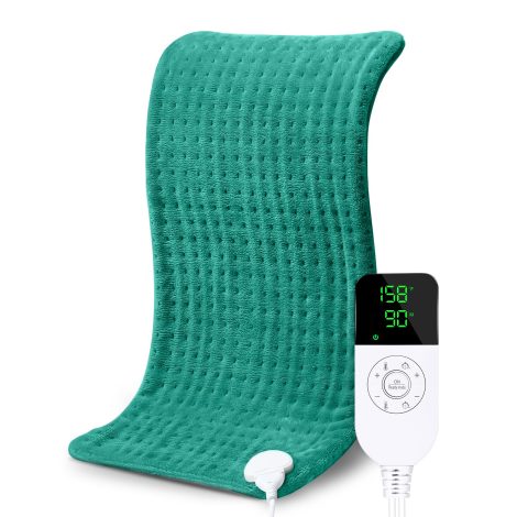 Large Green XL Moist Heat Electric Heating Pad for Back Pain & Cramps Relief, Auto Shut Off. Great gift for women, measures 12″x24″.