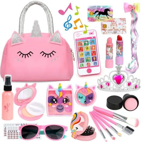 Imitation Makeup Set with Purse and Toy Phone – Fun Birthday Gifts for 3-6-year-old Girls.