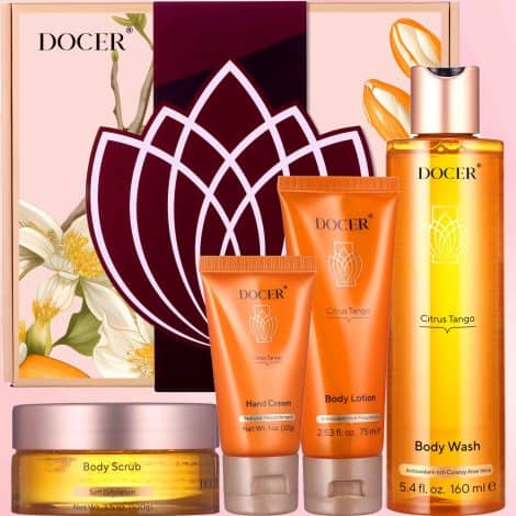 DOCER Birthday Spa Gift Baskets for Women, Passion Tango Christmas Gifts for Mom 4Pcs: Pampering present for her.