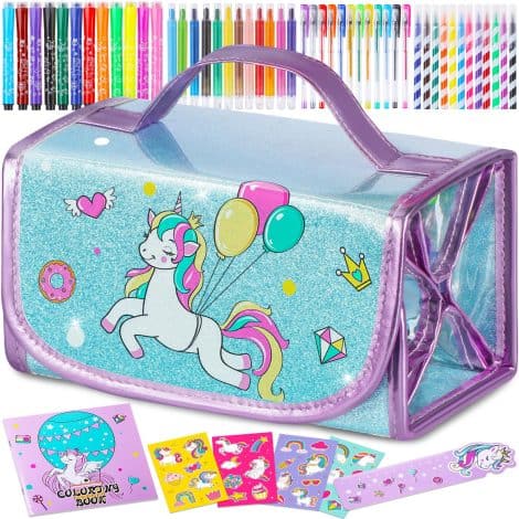 Colorful Unicorn Art Set: Perfect gift for 6-8 year old girls who love crafting and coloring!