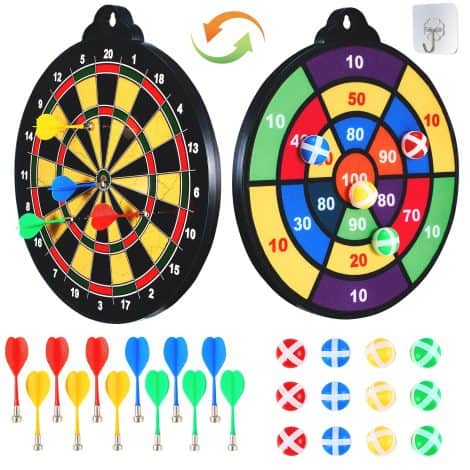 Double-Sided Magnetic Dart Board: Includes 12 Sticky Balls and Magnetic Darts – Fun for Kids’ Parties! Perfect Birthday Gift for Boys and Girls, ages 5-12. Ideal for indoor and outdoor play.