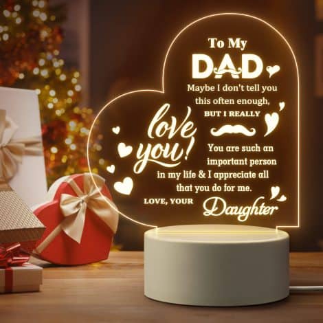 Heartfelt Gifts for Dad from Daughter: Dad’s Night Light with Warm Words, Perfect for Christmas, Birthdays & Retirement.