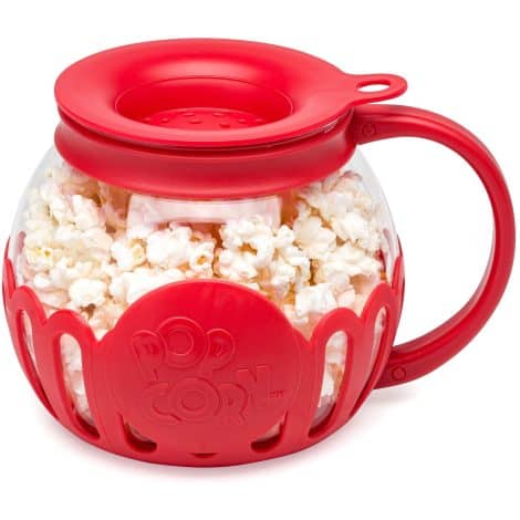 Eco-Pop Microwave Popcorn Popper: Safely make delicious popcorn with this innovative, BPA-free, easy-to-clean 1.5-quart red popper.