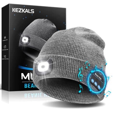 Christmas gift for men – Grey Bluetooth Beanie Hat, a unique and cool tech gadget perfect for dads and husbands.