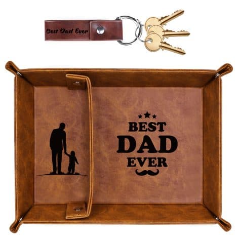 Best Dad Ever Valet Tray and Keychain, a unique gift for Christmas, birthdays, and special occasions.