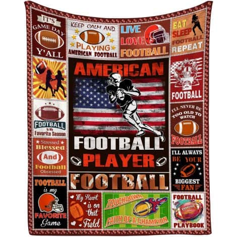 Football-themed blankets and unique gifts for American football fans of all ages – great birthday presents! (60″ x 50″)