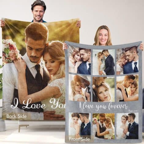 Custom photo blanket, perfect gift for your loved one. Cozy, soft and personalized, ideal for him or her.