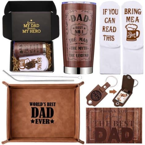 Best Dad Ever Gift Set with Tumbler Keychain – Perfect Christmas or Birthday Gifts for Dad.